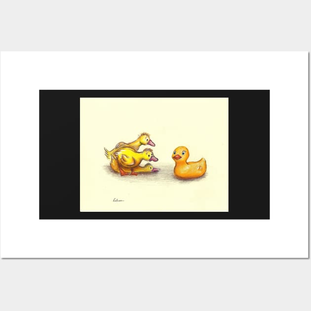 Little ducklings curious friend Wall Art by tranquilwaters